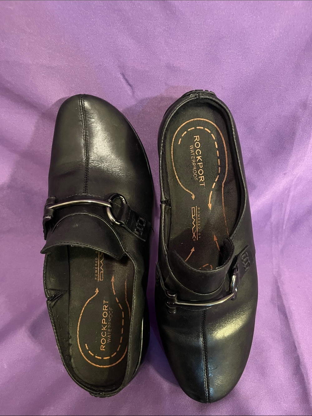Rockport Black Leather Slip-On Loafers with Metal Bit